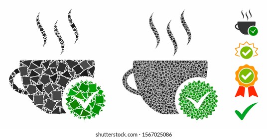 Best coffee mosaic of humpy items in various sizes and color tinges, based on best coffee icon. Vector raggy items are organized into collage. Best coffee icons collage with dotted pattern.