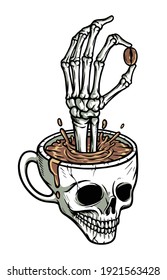 Mejor ilustración del vector del cráneo de café