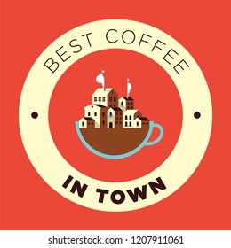 Best Coffee in Town Icon Flat Design