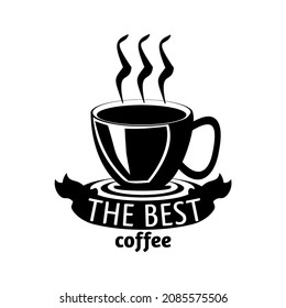 the best coffee vector logo with coffee cup concept black and white background