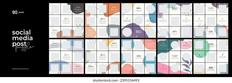 Best collection of 90 social media post puzzle design template 
