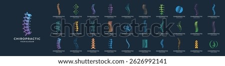 best of collection abstract chiropractic logos. massage, back pain, spine symbol osteopathy. icon set logotype.
