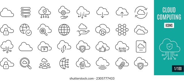 Best collection cloud computing line icons. Security, backup, data, server,..