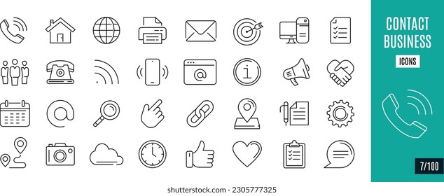 Best collection contact and business line icons. Mail, Phone, Print, ...