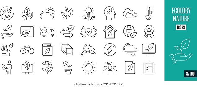 Best collection ecology and nature line icons. Energy, Electric, Climate Change, ...