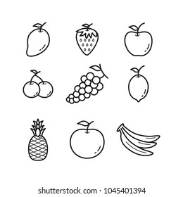 best collection of fruit in trendy flat style fruit icon 