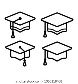 best collection of graduation hat vector icon 