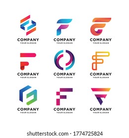 Best collection of letter F logo templates Premium Vector