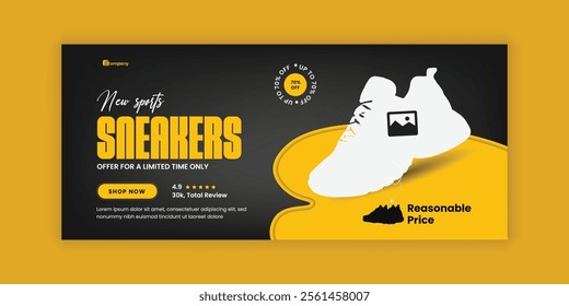 Best Collection of Men's Designs for web banner Design, New Arrival Fashion Shoes Social Media Cover Templates, and Men's Sneakers Online Marketing banner Designs