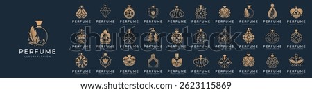 best collection of perfume logos. luxury bottle perfume perfect logo for cosmetic, beauty, salon skin care.