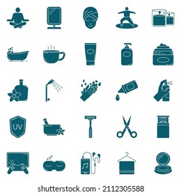 Best Collection of Self Care Icons with Solid Style Includes Yoga, Meditation, Face Mask, Shower, Lotion, Tea. Perfect for Websites, Advertisements, Banners, Posters, Billboards, Templates, Logos.