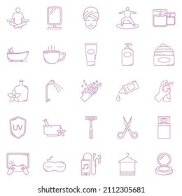 Best Collection of Self Care Icons with Outline Style Includes Yoga, Meditation, Face Mask, Shower, Lotion, Tea. Perfect for Websites, Advertisements, Banners, Posters, Billboards, Templates, Logos.