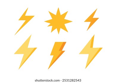 
Best collection set of Electric spark isolated flat vector illustration white background