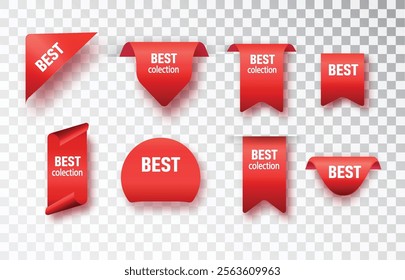 Best collection tags set on transparent background