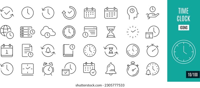 Los mejores iconos de tiempo de recolección y línea de reloj. Tiempo, Reloj, Reloj de alarma,...