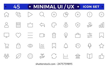 Mejor colección del conjunto de iconos ui ux, conjunto de iconos de interfaz de usuario colección.Básico Interfaz de usuario Esencial Set.Line Outline Icons. Para App, Web, Imprimir.
