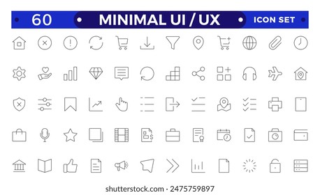 Mejor colección del conjunto de iconos ui ux, conjunto de iconos de interfaz de usuario colección.Básico Interfaz de usuario Esencial Set.Line Outline Icons. Para App, Web, Imprimir.
