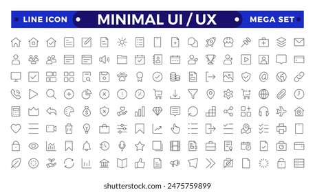 Mejor colección del conjunto de iconos ui ux, conjunto de iconos de interfaz de usuario colección.Básico Interfaz de usuario Esencial Set.Line Outline Icons. Para App, Web, Imprimir.
