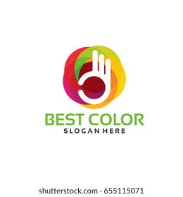 Best Color Logo Template with Hand Gesture vector illustration