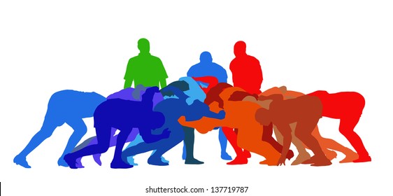 Best Color Sport Silhouette Isolation - Rugby Full Scrum