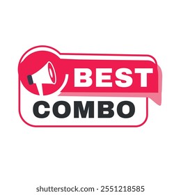 Melhor combinação de elemento de banner ou ícone de crachá modelo vermelho. Design de símbolo de vetor moderno.