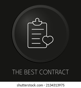 The best contract minimal vector line icon on 3D button isolated on black background. Premium Vector.