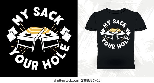Best Cornhole Team Ever Funny Cornhole Player Retro Vintage Cornhole T-shirt Design