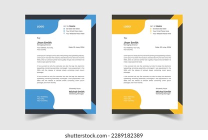 The Best Corporate Letterhead Template Design. Abstract vector layout background set. Flyer Layout with Geometric, poster flyer pamphlet brochure cover design layout space for photo, eps10