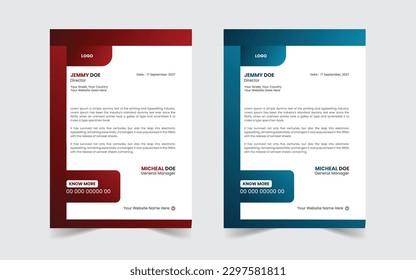 The Best Corporate Letterhead Template Design. Abstract vector layout background set. Flyer Layout with Geometric, poster flyer pamphlet brochure cover design layout space for photo background.