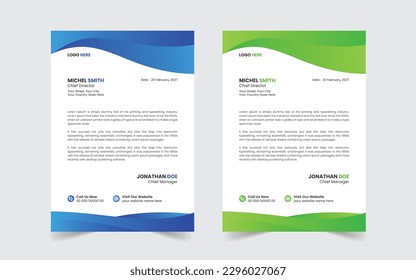 The Best Corporate Modern Letterhead Template Design. Vector eco flyer, poster, brochure, magazine cover template. Modern green leaf, environment design. 
Business brochure flyer design layout.