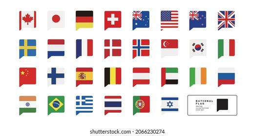 Best countries national flags vector illustration icon set[speech balloon]