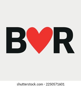 Best couple name B love R vector illustration