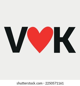 Best couple name V love K vector illustration