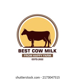 BEST COW MILK LOGO,greay silhouette of dairy cattle standing, vector illustrations