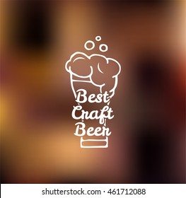 Best craft beer label with beer glasses. Vector illustration. 
