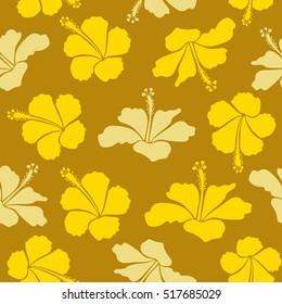 Best creative design for poster, flyer, presentation. Vector seamless pattern. Aloha Hawaii, Luau Party invitation with yellow and beige hibiscus flowers. Aloha T-Shirt design.