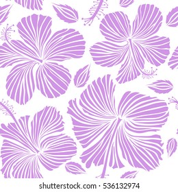 Best creative design for poster, flyer, presentation. Vector seamless pattern. Aloha Hawaii, Luau Party invitation on white background with hibiscus flowers in neutral colors. Aloha T-Shirt design.