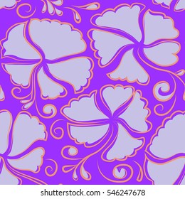 Best creative design for poster, flyer, presentation. Aloha T-Shirt design. Vector seamless pattern. Aloha Hawaii, Luau Party invitation with neutral, violet and orange hibiscus flowers.