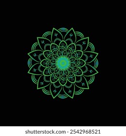 melhor e criativo flor mandala vetor design com cor verde e azul