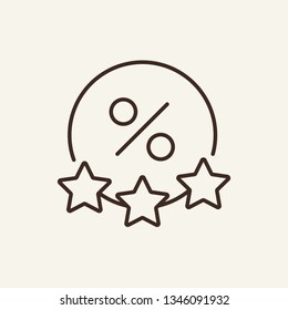 Best credit line icon. Stars and percent sign in circle. Finance concept. Vector illustration can be used for topics like bank rating, recommending, loan