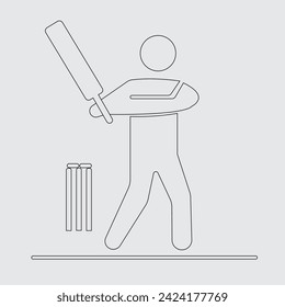 Best Cricket player vector line art eps