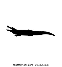 The Best Crocodile Silhouette Image With White Background. A best asset for website and app design about crocodile, or african animal life.