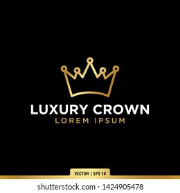 The best crown logo inspiration, vector template in luxury style with gold color. Suitable for any company.
