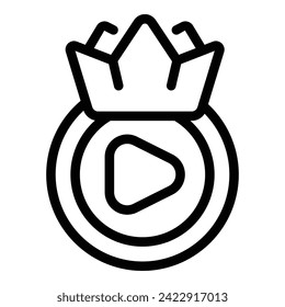 Best crown video icon outline vector. Brand happy. Trending social media