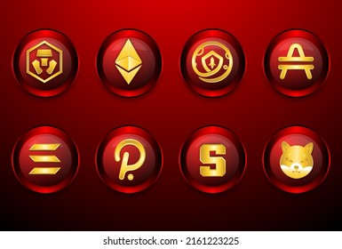 The best of  cryptocurrency icon set button, crypto.com, solana, amp, shiba inu