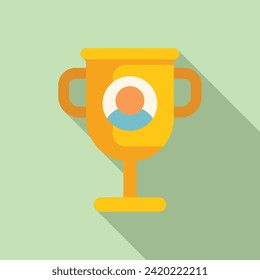 Best cup winner icon flat vector. Cv hr candidate. Review portfolio