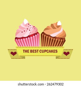 The best cupcakes. Vector illustration.