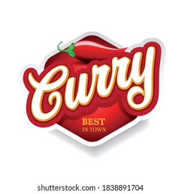 Best Curry in Town label red with Chilli pepper