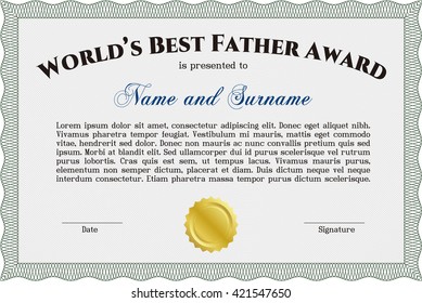 Best Dad Award. Border, frame. Superior design. With quality background. 