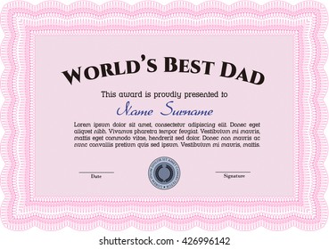 Premio al Mejor Papá. Borde, marco. Con un fondo de calidad. Diseño superior. 